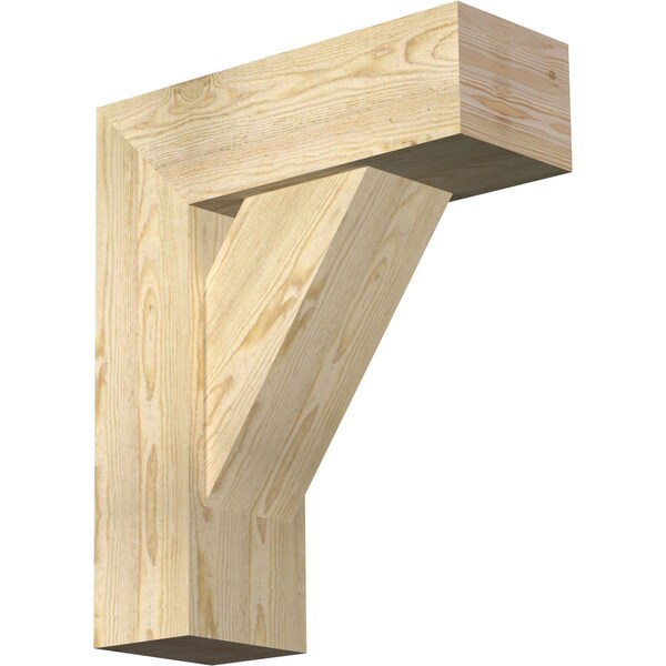 Ekena Millwork Traditional Block Rough Sawn Bracket w/ Offset Brace, Douglas Fir, 8"W x 22"D x 26"H BKT0806X22X26TRA05RDF - main